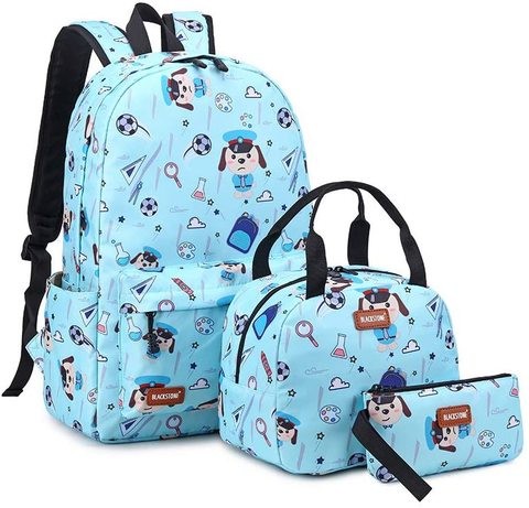 3 Pieces Water Resistant Nylon School Backpack For Boys And Girls