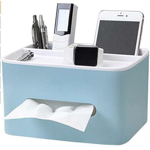 Alyssa Multifunctional Plastic Tissue Box (Blue)