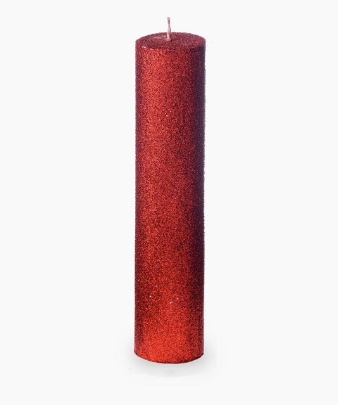 Red Glitter pillar candle