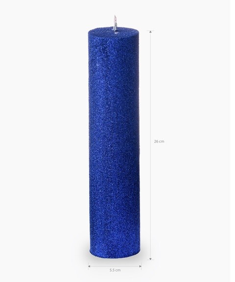 Blue Glitter pillar candle