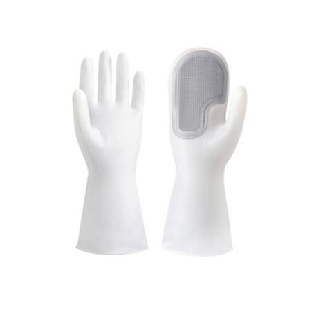 Magic Silicone Gloves With Wash Scrubber Gray