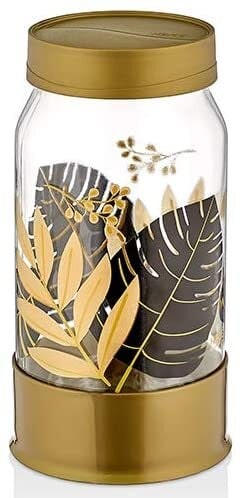 Hane Golden Leaf Patterned Storage Jar 1000Ml