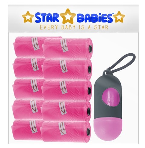 Star Babies Disposable Scented BAG Pack of 10 Pink & Dispenser