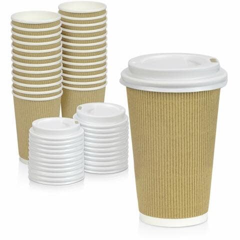 Aiwanto 80 Pack 16 oz Disposable Hot Beverage Cups With Lids Coffee Cups Tea Cups Travel Disposable Cups for Hot Drinks Leak proof Cup For Hot Drinks