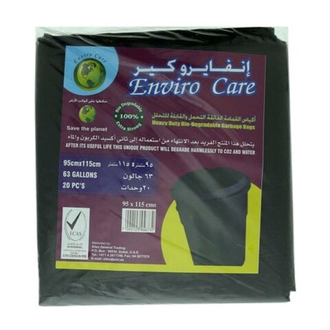 Enviro Care 63 Gallon 20 Bags Heavy Duty Biodegradable Trash Bags