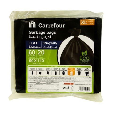  flat trash bags 60 gallons XL 20 bags