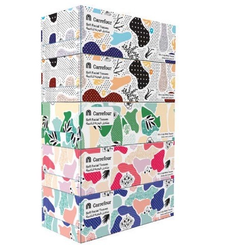  Assorted Economic Soft Facial Tissues 150 Sheets x Pack of 5