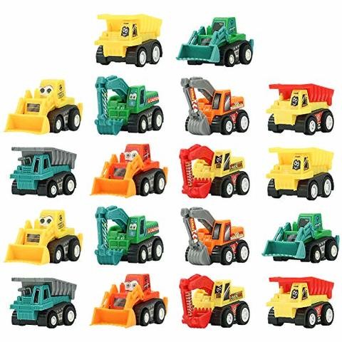 Fajiabao Mini Cars 18pcs Digger Bulldozer Kids Toy Construction Machinery Set Mini Cars Cake Toppers Birthday Supplies-Random Color