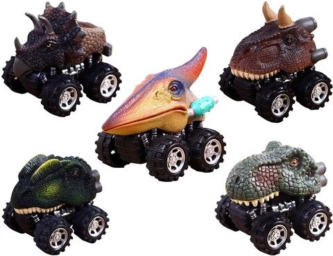 XADB Dinosaur Cars Pack of 5 Big Tire Wheel for Toddlers Kids Gift