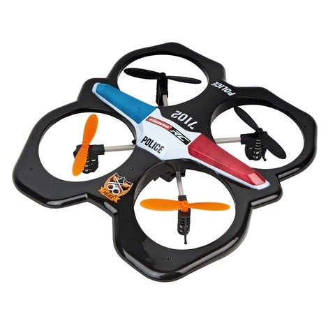 Carrera-R/C Police Quadrocopter, made with a coaxial rotor system that provides stability and balance during flight.