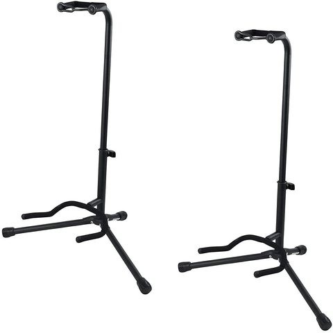 Mic Adjustable Guitar Stand for Electric or Acoustic Guitar (Dual Set, Black)