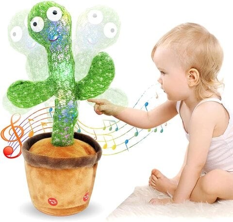 SKY-TOUCH Dancing Cactus Plush Toy USB Charging, Sing 120 Songs, Recording, Repeat What You Say and Glowing, Fun Toy Gifts for Boys and Girls