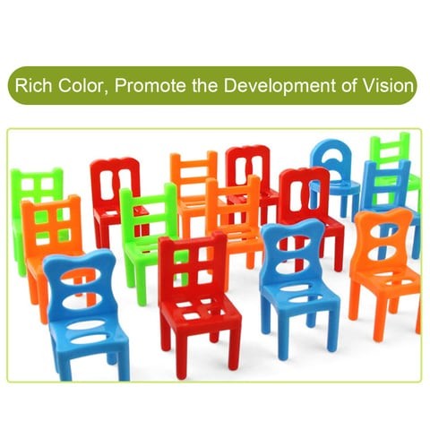 General Party-18Pcs Balancing Chairs Set Assorted Stacking Chairs Toy Kids Fit Stacking Toys