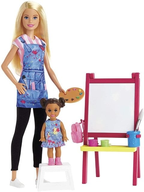 Art teacher Barbie with a blonde doll