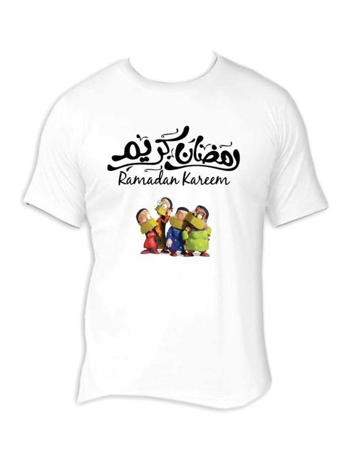 FM Styles Ramadan Kareem Short Sleeves T-Shirt With Arabic Cartoon Print - Medium