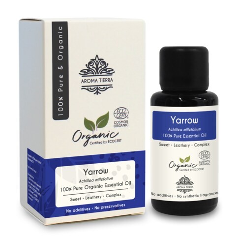 Aroma Tierra Organic Yarrow Oil - 100% Pure, Natural, Ecocert Certified Organic - 30ml