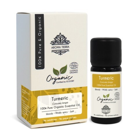 Aroma Tierra (Madagascar) Organic Turmeric Oil - Aroma Tierra - 100% Pure, Natural, Ecocert Certified Organic - 10ml