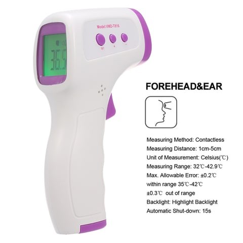 Generic Forehead Handheld Digital Thermometer - Portable Non-contact Body Temperature Thermometer for Kids and Adults