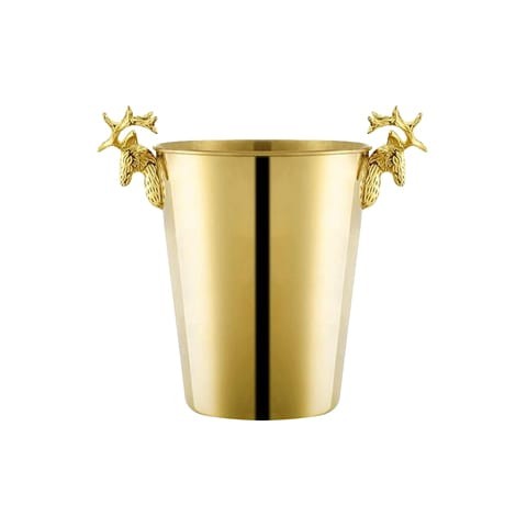 ALISSA-2L-Deer Head Decorative Ice Bucket Home Gold European Champagne Bucket Shelf Stainless Steel Ice Bucket, Gold.