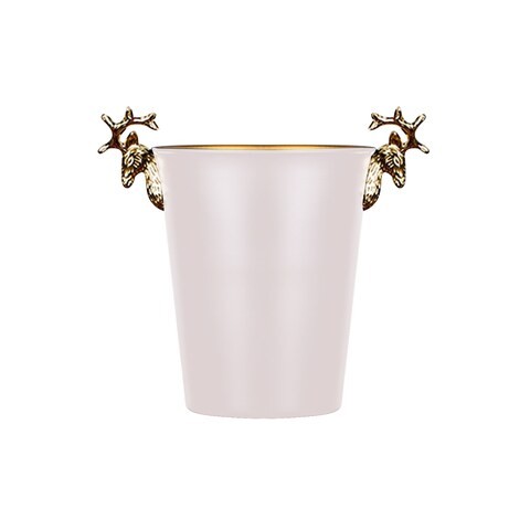 ALISSA-2L-Deer Head Decorative Ice Bucket Home European Champagne Bucket Shelf Stainless Steel Ice Bucket, White.