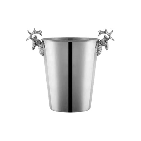 ALISSA-2L-Deer Head Decorative Ice Bucket Home European Champagne Bucket Shelf Stainless Steel Ice Bucket, Silver.