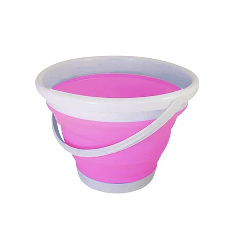 ALISSA-Collapsible Round Foldable Plastic Bucket Portable Plastic Water Pail (Pink)