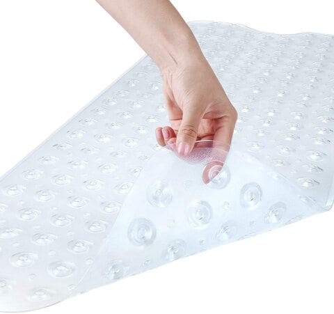 SKY-TOUCH Bathtub Shower Mat, Non-slip Extra Large Bathtub Mat with Suction Cups, Machine Washable with Drain Holes, Clear