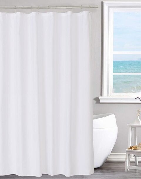 PEVA Shower Curtain Liner Solid White, Hotel Quality, Machine Washable, 180 x 180 cm, for Bathroom