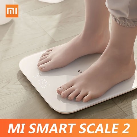 Xiaomi Smart Weighing Scale 2BT5.0 Bluetooth Smart Weight Scale Application Test App Hidden LED Display Digital Fitness Scale, White