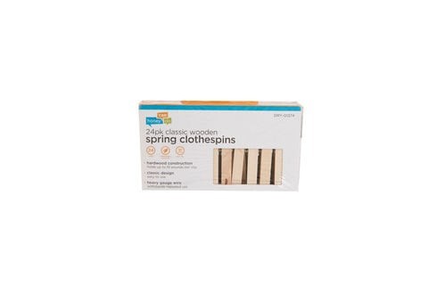 HHEC Classic Honey Can Do Wooden Clothes Pins (0.9 x 1.3 cm, Pack of 24)