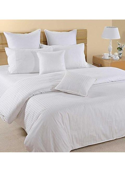 General - Hotel Linen Striped White Cotton Quilt Cover Queen 245x245 cms