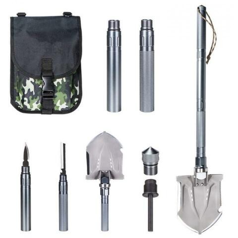 ALISA Multifunctional Folding Military Shovel for Camping Hiking Hiking Silver with Bag