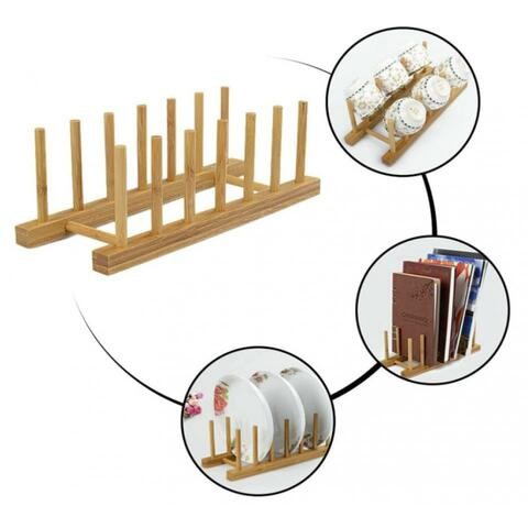 ALISSA Multipurpose Detachable Bamboo Drain Tray Drying Rack Storage Holder Stand for Home Kitchen Cabinets