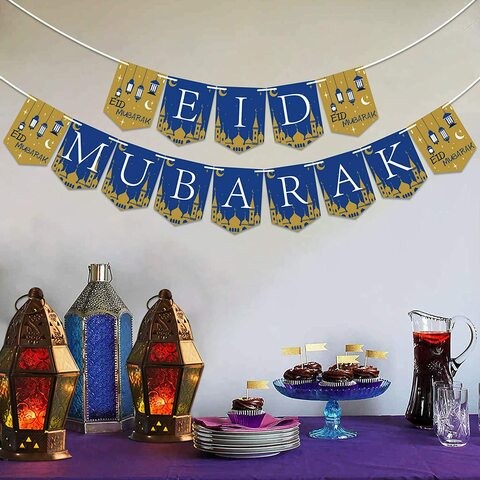 Aiwanto Eid Mubarak Banner for Eid Ramadan Party Decorations Supplies Banner Hanging on Wall