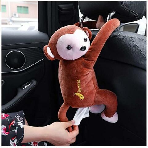 Aiwanto Tissue Box for Car Home Kitchen Tissue Hanging Cartoon Storage Box for Tissue Paper(Brown)