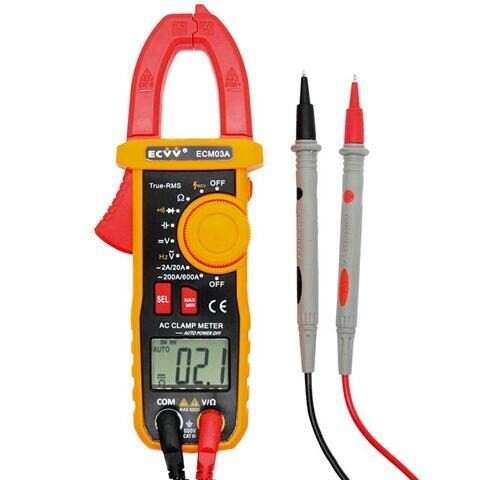 ECVV 600A True RMS Digital Clamp Meter Multimeter Auto Range with Frequency Capacitance NCV Test Megohmmeter Data Hold