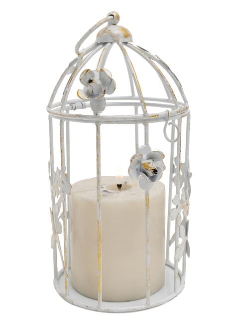 Metal Cage candle holder with metal Floral design