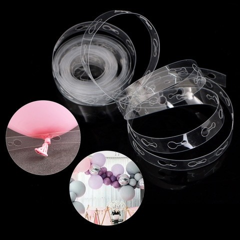 -5M Generic Transparent Series DIY Balloon Decorating Strip Balloon Connect Strip With Holes Party Supplies Shower Birthday Party Christmas Child