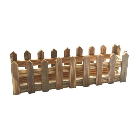 Linjoy Natural Wooden Fence - 30 x 13 x 11 cm for Artificial Flowers & Plants, Home & Garden Decoration