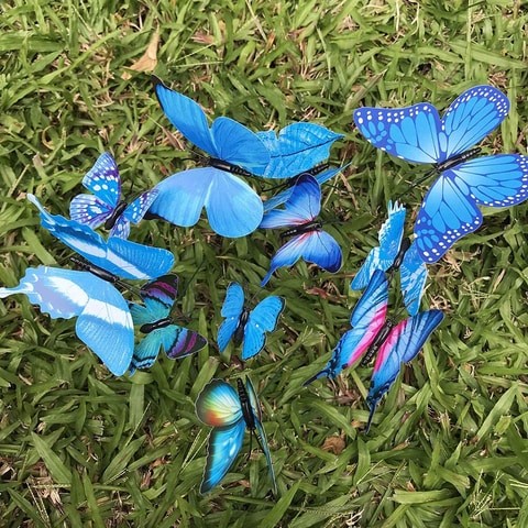 LINGWEI 45-Pieces Garden Butterflies Stakes Waterproof Artificial Butterfly Stakes Plant Stakes Stems Decorations Butterfly Garden Ornament Floral Picks Garden Stakes