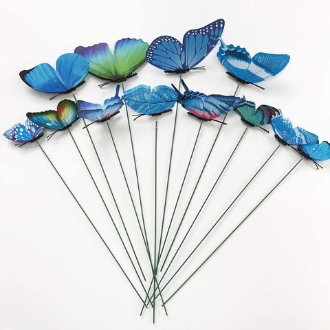 LINGWEI 15-Pieces Garden Butterflies Stakes Waterproof Artificial Butterfly Stakes Plant Stakes Stems Decorations Butterfly Garden Ornament Floral Picks Garden Stakes