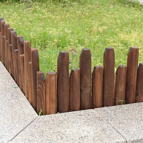 Picket Fencing Garden Fence Stake Wooden Protective Guard Edging Decor Lawn Flower Bed Fence Screen Plant Guardrail Animal Barrier Decor 120x25cm