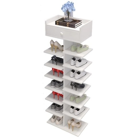 8-Tier Wooden Shoe Rack With Shoe Storage Shelf With Simple Drawer 22 * ​​40 * 122.5 cm White