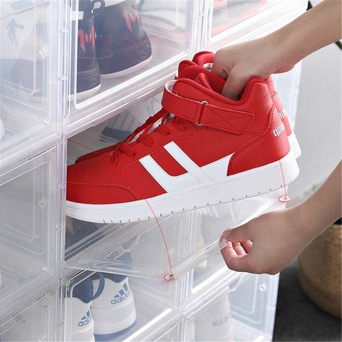 Lash Shoe Storage Box, Stackable High Quality Storage Bins - Shoes Size Up to UK45, Set of 6 Clear Boxes