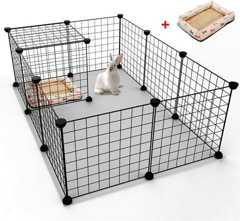 Naor Small Dog Playpen Indoor, Rackaphile Small Animal Pet Playpen With Door Diy Metal Wire Portable Pet Fence Cage Kennel Crate For Cats, Puppy, Rabbit, Ferret, Guinea Pig, Bunny (12 Panels-B)