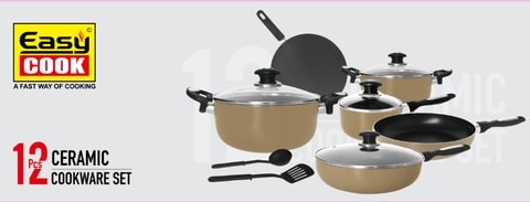 Easy Cook 12 Piece Ceramic Cookware Set