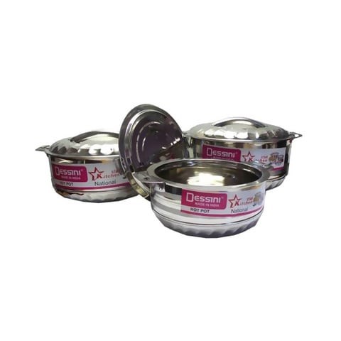 Dessini National Stainless Steel Cookware Set 3 Pieces Size 1 L + 1.5 L + 2.5 L