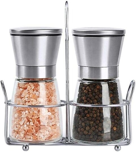 Aiwanto Salt and Pepper Grinder Salt and Pepper Shakers with Stand Stainless Steel Kitchen Storage Salt shaker