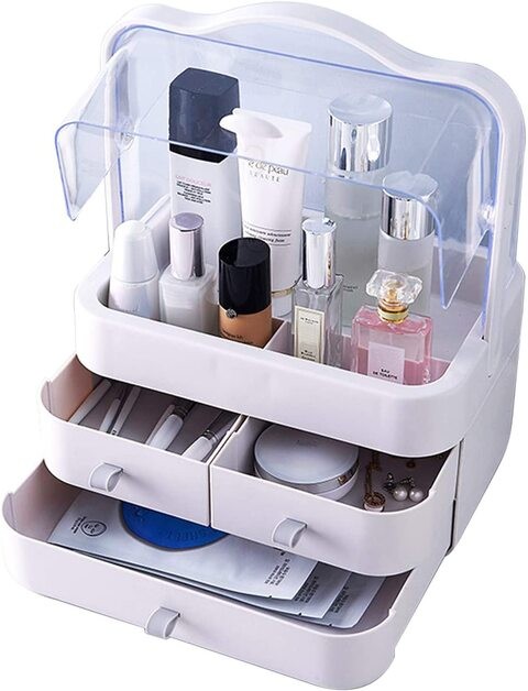 Aiwanto Large Makeup Storage Box Cosmetic Item Storage Box Bathroom Portable Storage Container for Makeup Items Dust proof Storage Box