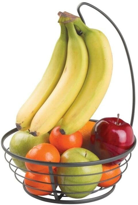 Aiwanto Fruit Basket with Banana Hook Fruit Bowl with Banana Holder Fruit Tree Bowl Made of Metal for Fruits and Vegetables